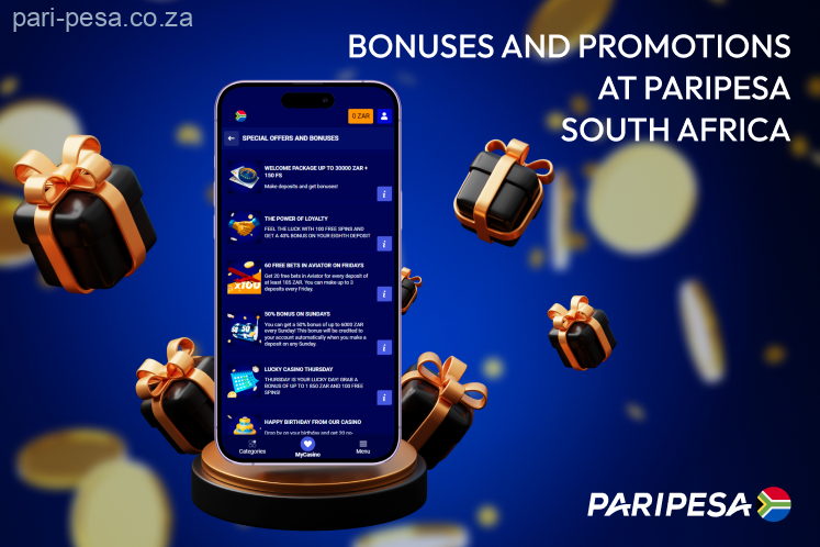 Exciting promotions and generous bonuses are available for Paripesa users from South Africa