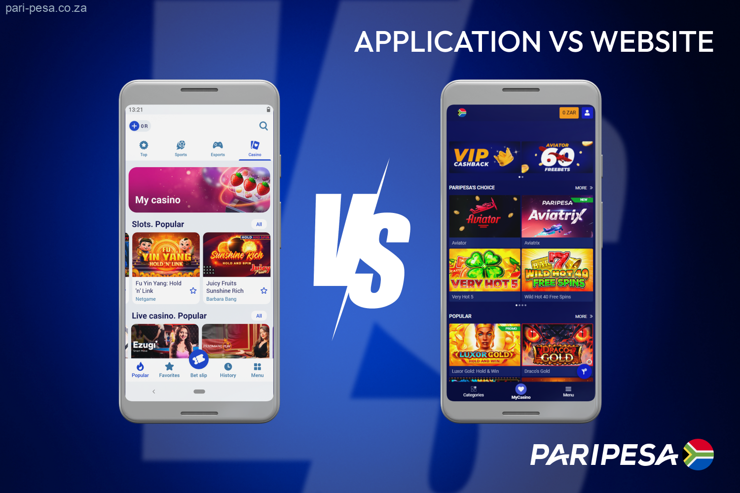 Paripesa Mobile App and Website: Main Distinctions