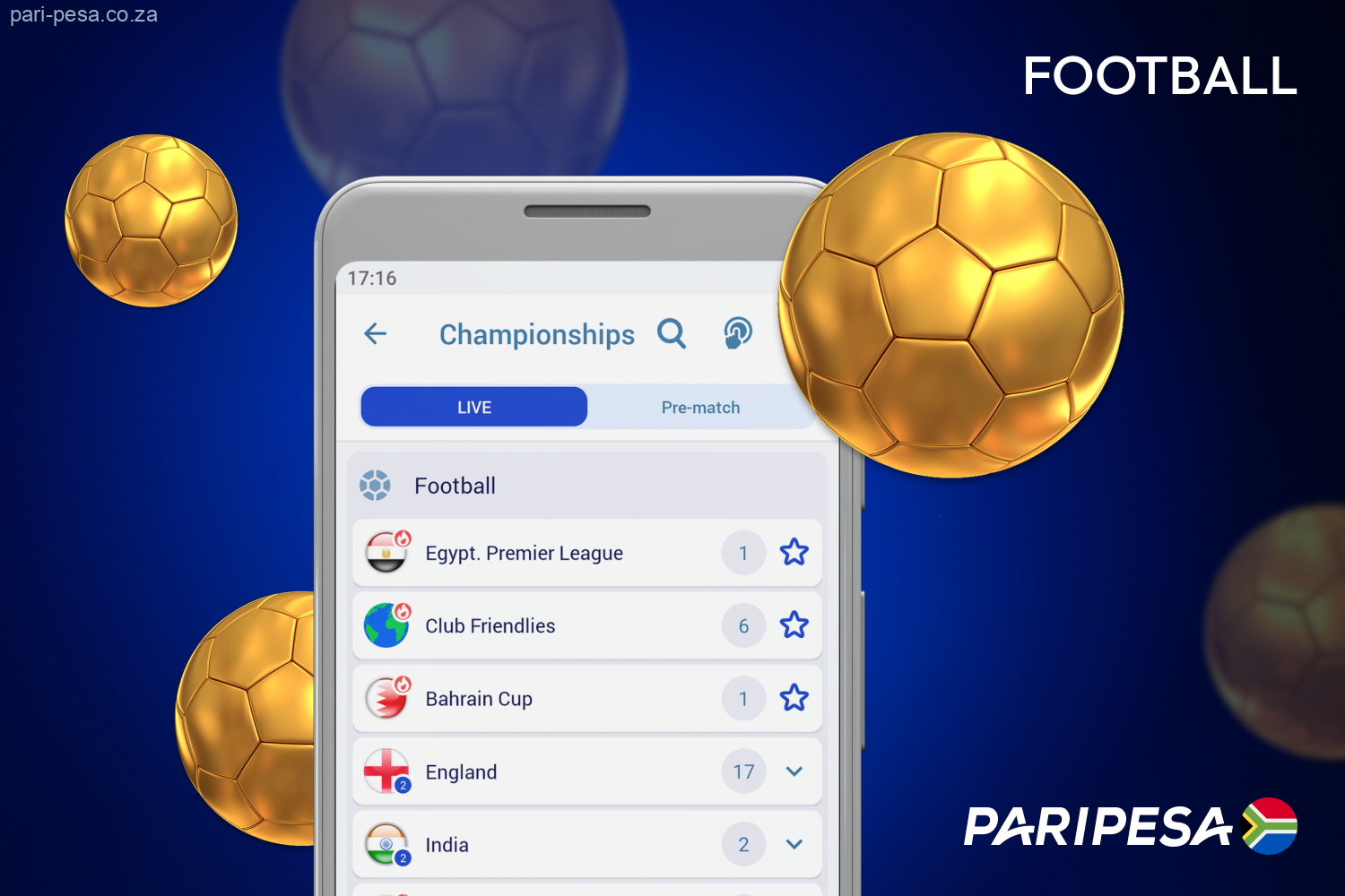 Football is the favorite sport among South African players at Paripesa