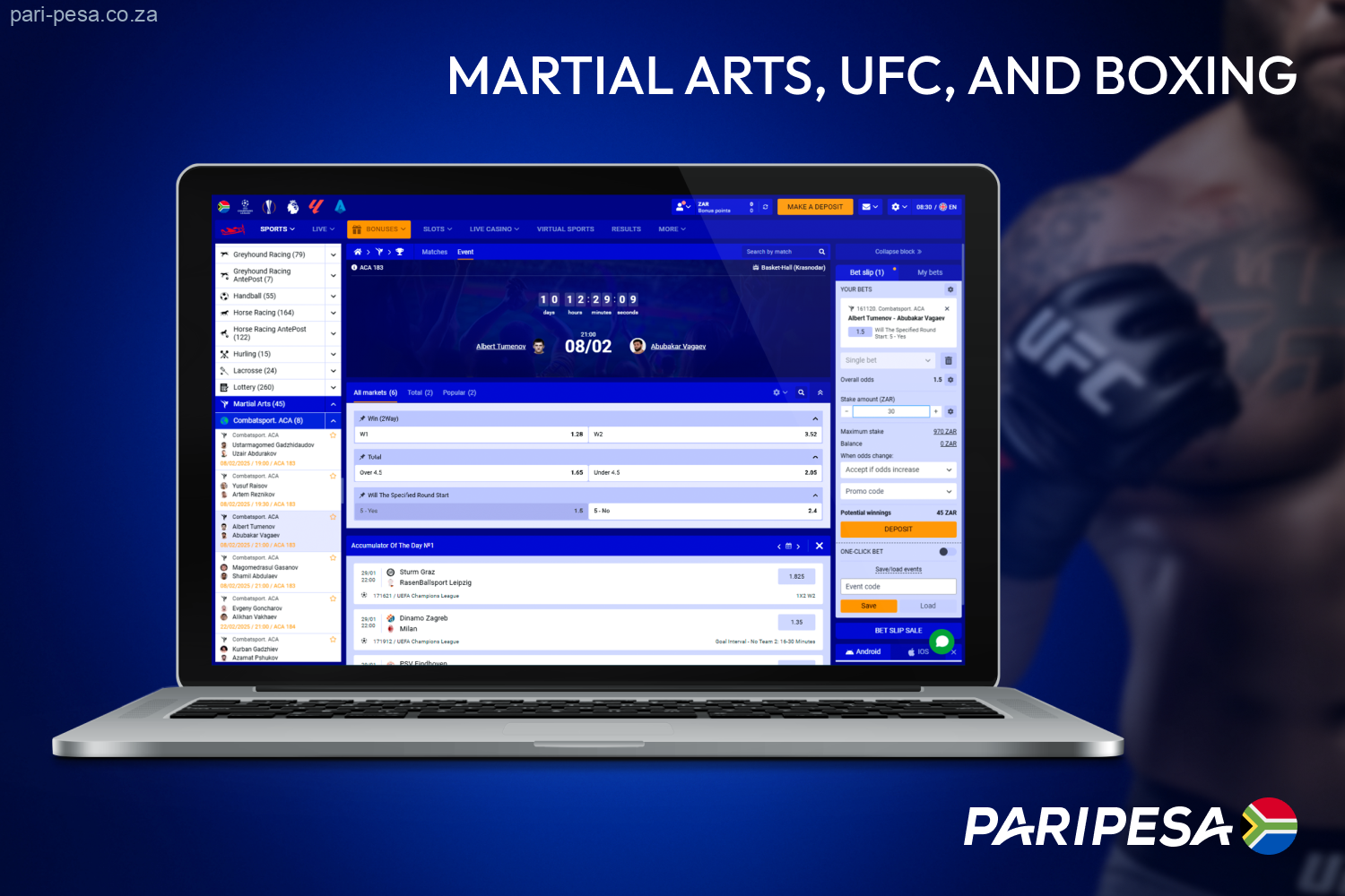 Combat sports provide excellent betting opportunities on Paripesa