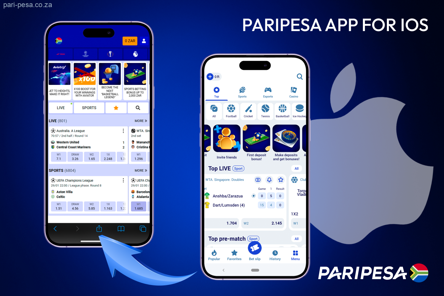 Step-by-step instructions for installing the Paripesa app for iOS