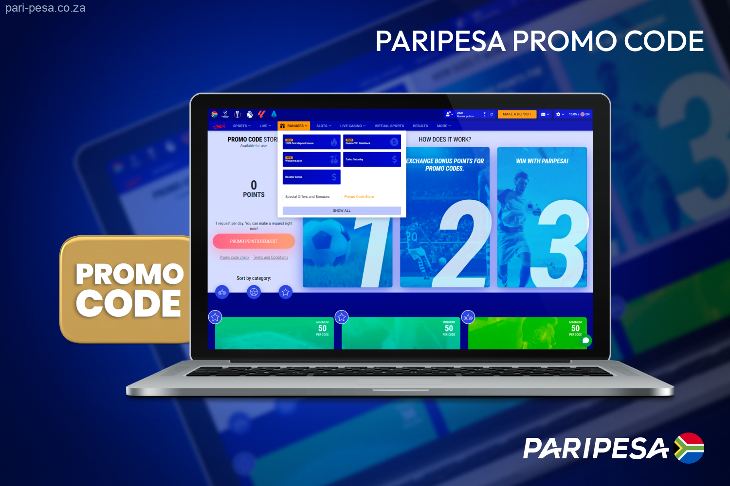 Paripesa promo code allows users from South Africa to get extra bonuses