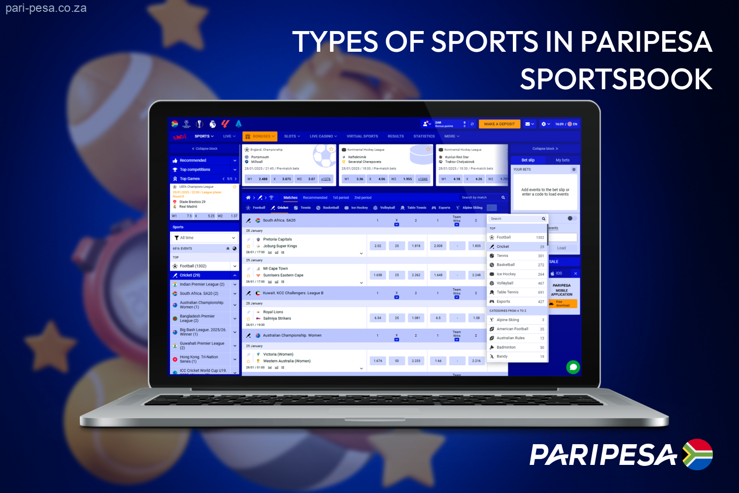 Sports Categories Featured in Paripesa Sportsbook