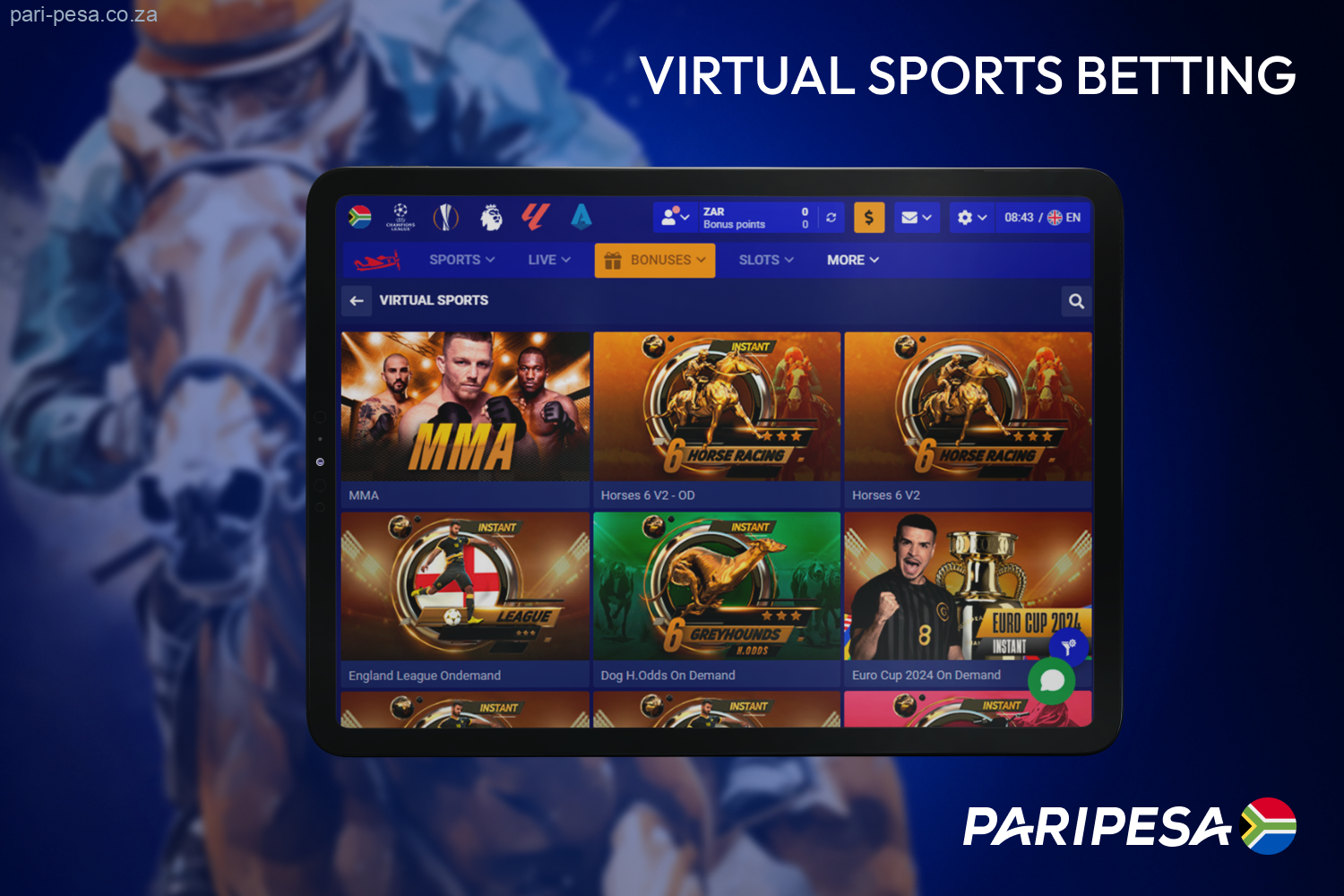 Paripesa South African users can bet on virtual sports